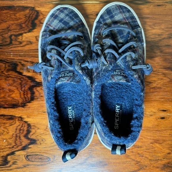 Sperry Pier Wave LTT Teddy Wool Boat Shoes in navy multi size 7 - Picture 11 of 15